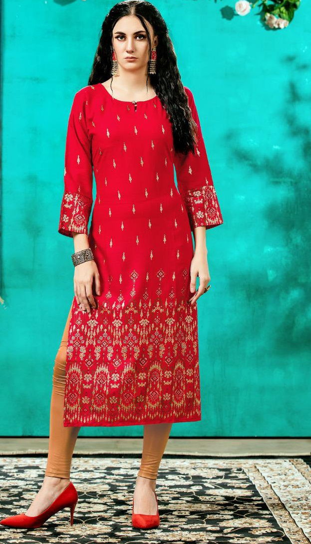 Legacy Latest Ethnic Wear Straight Cut Rayon Designer Kurti Collection